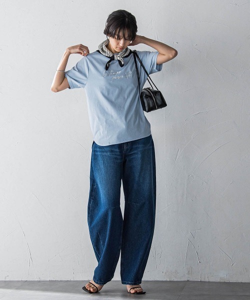 MAYSON GREY（メイソングレイ）の「ハンドメッセージ刺繍ロゴTシャツ≪洗濯機で洗える≫（Tシャツ/カットソー・レディース・ブルー/チャコールグレー/ホワイト・M）」の15枚目の写真