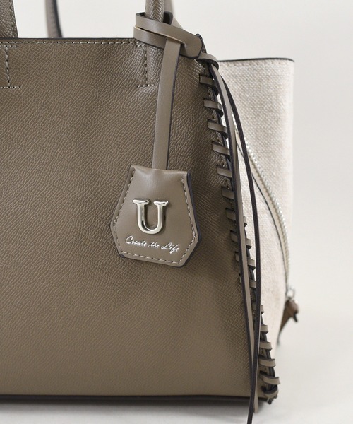 U（ユー）の「Point sac【ポワン サック】キャンバスコンビジッパートートバッグ/Sサイズ（ビジネスバッグ・レディース・ベージュ系その他/シルバー系その他/ブラウン系その他・FREE）」の5枚目の写真