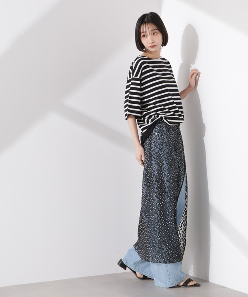 NANO universe(ナノユニバース)の「パネルボーダーワイドトップス(Tシャツ/カットソー・レディース・ライトブラウン/ブラック/ホワイト・FREE)」の14枚目の写真