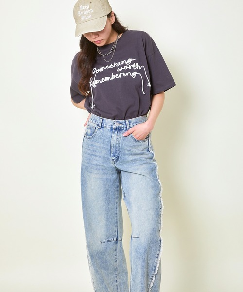 GORGE（ゴージ）の「《コード刺繍ロゴ×ゆるシルエット》レディース 半袖Tシャツ カジュアル カットソー 春夏秋（Tシャツ/カットソー・レディース・ピンク/オートミール/チャコール・F）」の7枚目の写真
