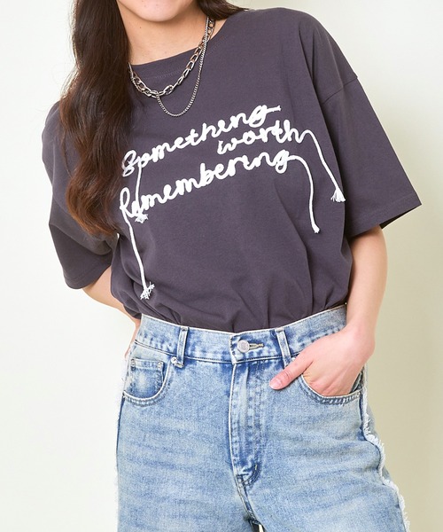 GORGE（ゴージ）の「《コード刺繍ロゴ×ゆるシルエット》レディース 半袖Tシャツ カジュアル カットソー 春夏秋（Tシャツ/カットソー・レディース・ピンク/オートミール/チャコール・F）」の8枚目の写真