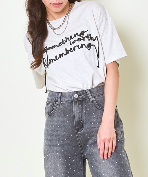GORGE（ゴージ）の「《コード刺繍ロゴ×ゆるシルエット》レディース 半袖Tシャツ カジュアル カットソー 春夏秋（Tシャツ/カットソー・レディース・ピンク/オートミール/チャコール・F）」の12枚目の写真