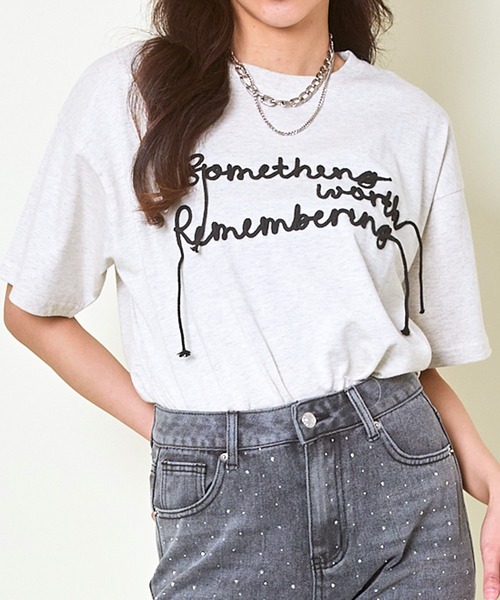 GORGE（ゴージ）の「《コード刺繍ロゴ×ゆるシルエット》レディース 半袖Tシャツ カジュアル カットソー 春夏秋（Tシャツ/カットソー・レディース・ピンク/オートミール/チャコール・F）」の13枚目の写真