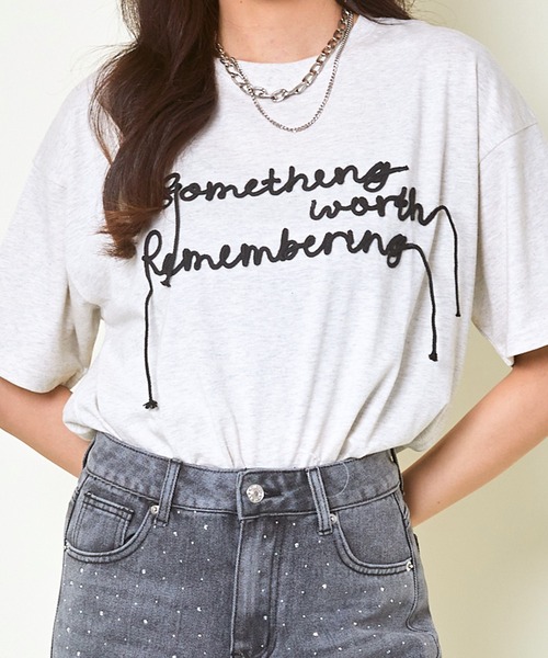 GORGE（ゴージ）の「《コード刺繍ロゴ×ゆるシルエット》レディース 半袖Tシャツ カジュアル カットソー 春夏秋（Tシャツ/カットソー・レディース・ピンク/オートミール/チャコール・F）」の14枚目の写真
