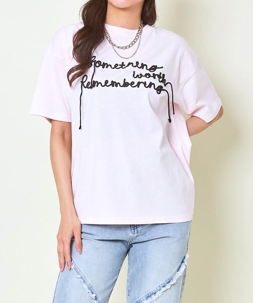 GORGE（ゴージ）の「《コード刺繍ロゴ×ゆるシルエット》レディース 半袖Tシャツ カジュアル カットソー 春夏秋（Tシャツ/カットソー・レディース・ピンク/オートミール/チャコール・F）」の15枚目の写真