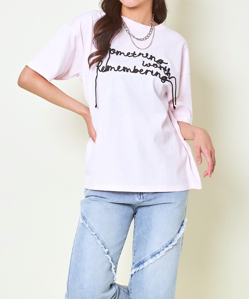 GORGE（ゴージ）の「《コード刺繍ロゴ×ゆるシルエット》レディース 半袖Tシャツ カジュアル カットソー 春夏秋（Tシャツ/カットソー・レディース・ピンク/オートミール/チャコール・F）」の16枚目の写真