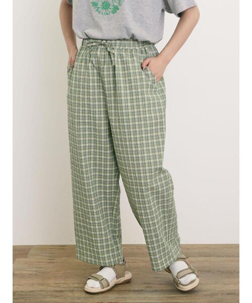 Samansa Mos2（サマンサ モスモス）の「【速乾/UV加工】ぽこぽこチェック柄パンツ（その他パンツ・レディース・グリーン/グレー/ブラック・F）」の3枚目の写真