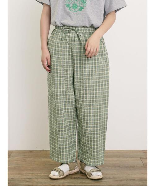 Samansa Mos2（サマンサ モスモス）の「【速乾/UV加工】ぽこぽこチェック柄パンツ（その他パンツ・レディース・グリーン/グレー/ブラック・F）」の10枚目の写真