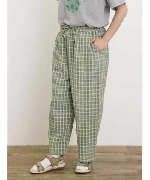 Samansa Mos2（サマンサ モスモス）の「【速乾/UV加工】ぽこぽこチェック柄パンツ（その他パンツ・レディース・グリーン/グレー/ブラック・F）」の9枚目の写真