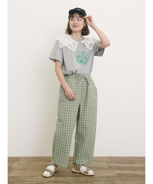 Samansa Mos2（サマンサ モスモス）の「【速乾/UV加工】ぽこぽこチェック柄パンツ（その他パンツ・レディース・グリーン/グレー/ブラック・F）」の7枚目の写真