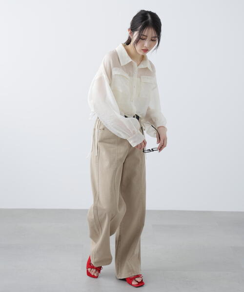 【大きいサイズ】裾ドロストショート丈シャツ eur3｜【大きいサイズ】裾ドロストショート丈シャツ | Rakuten