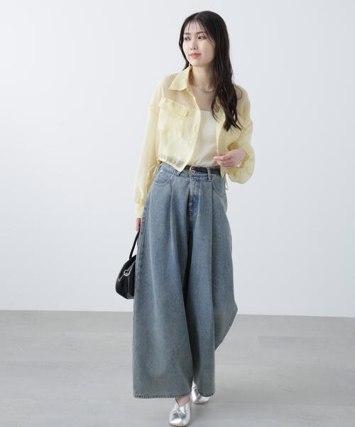 FREE'S MART（フリーズマート）の「裾ドロストショート丈シアーシャツ（シャツ/ブラウス・レディース・ホワイト/ブラウン/イエロー/ライトグリーン・FREE）」の16枚目の写真