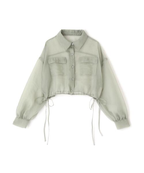 FREE'S MART（フリーズマート）の「裾ドロストショート丈シアーシャツ（シャツ/ブラウス・レディース・ホワイト/ブラウン/イエロー/ライトグリーン・FREE）」の13枚目の写真