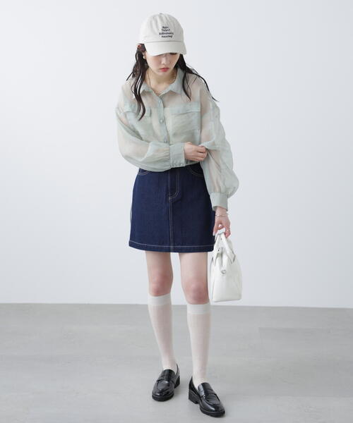 FREE'S MART（フリーズマート）の「裾ドロストショート丈シアーシャツ（シャツ/ブラウス・レディース・ホワイト/ブラウン/イエロー/ライトグリーン・FREE）」の7枚目の写真