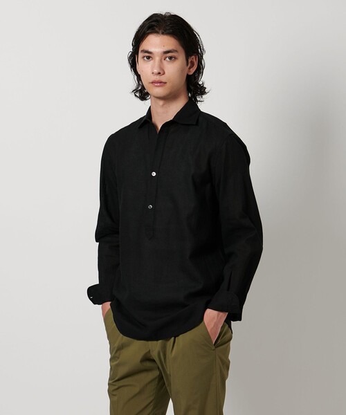 UNITED ARROWS(ユナイテッドアローズ)の「サンウォッシュ パナマ プルオーバーシャツ(シャツ/ブラウス・メンズ・ブラック/ベージュ/オレンジ・L/S/M)」の2枚目の写真