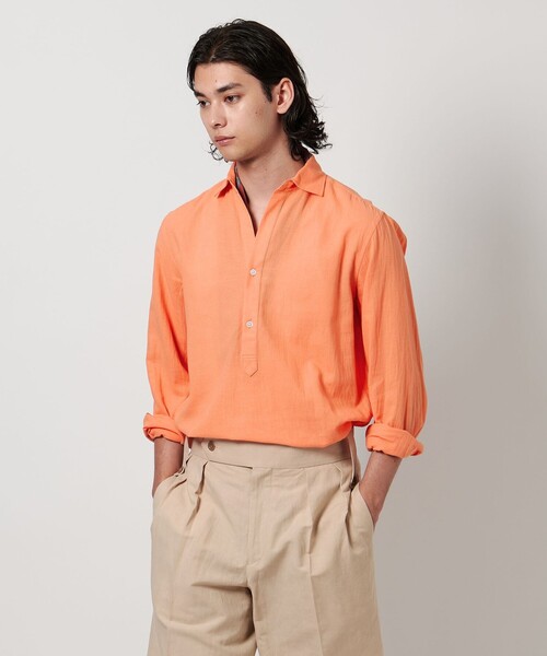 UNITED ARROWS(ユナイテッドアローズ)の「サンウォッシュ パナマ プルオーバーシャツ(シャツ/ブラウス・メンズ・ブラック/ベージュ/オレンジ・L/S/M)」の9枚目の写真