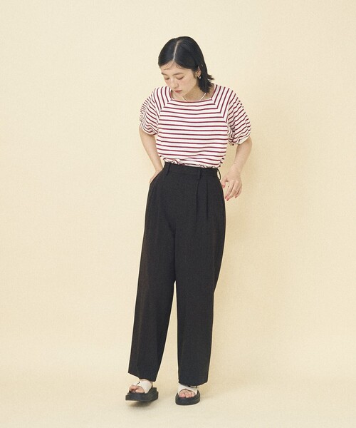 FREAK'S STORE(フリークスストア)の「バルーンスリーブ スクエアネック ボーダーTシャツ(Tシャツ/カットソー・レディース・レッド/ブラック/ブルー・フリ-)」の11枚目の写真