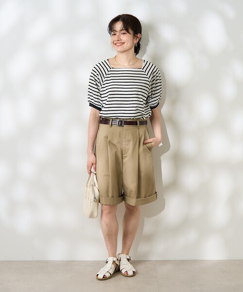 FREAK'S STORE(フリークスストア)の「バルーンスリーブ スクエアネック ボーダーTシャツ(Tシャツ/カットソー・レディース・レッド/ブラック/ブルー・フリ-)」の14枚目の写真