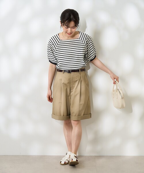 FREAK'S STORE(フリークスストア)の「バルーンスリーブ スクエアネック ボーダーTシャツ(Tシャツ/カットソー・レディース・レッド/ブラック/ブルー・フリ-)」の16枚目の写真