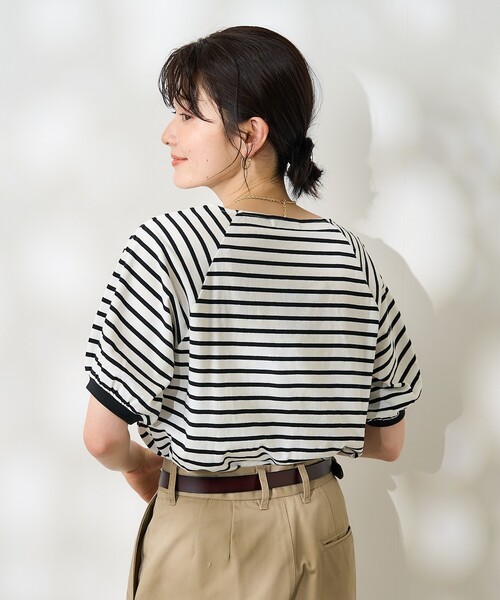 FREAK'S STORE(フリークスストア)の「バルーンスリーブ スクエアネック ボーダーTシャツ(Tシャツ/カットソー・レディース・レッド/ブラック/ブルー・フリ-)」の21枚目の写真