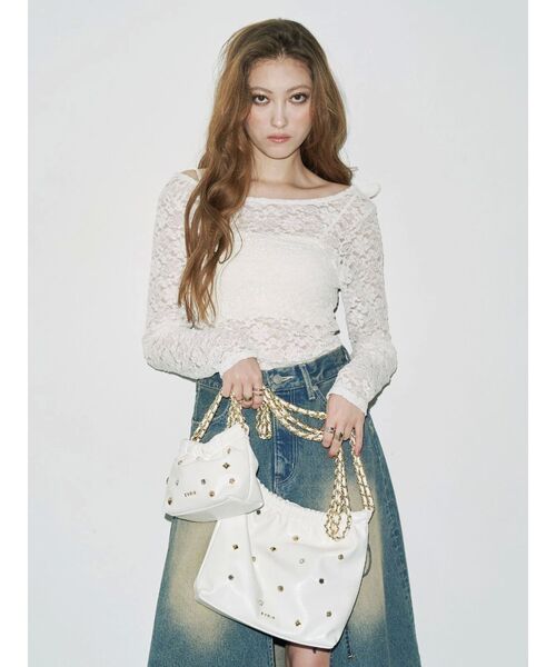 EVRIS（エヴリス）の「スタッズチェーンミニショルダーBAG（ショルダーバッグ・レディース・ホワイト/レッド/ブルー/ブラック・FREE）」の21枚目の写真