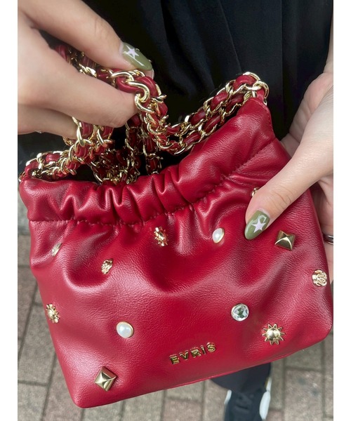 EVRIS（エヴリス）の「スタッズチェーンミニショルダーBAG（ショルダーバッグ・レディース・ホワイト/レッド/ブルー/ブラック・FREE）」の12枚目の写真