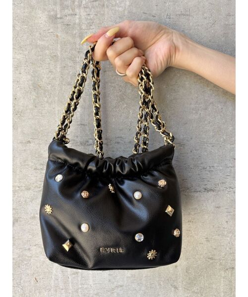 EVRIS（エヴリス）の「スタッズチェーンミニショルダーBAG（ショルダーバッグ・レディース・ホワイト/レッド/ブルー/ブラック・FREE）」の5枚目の写真