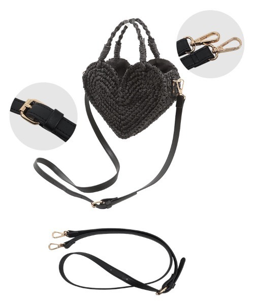 KOBE LETTUCE（コウベレタス）の「ハートデザインカゴバッグ（ハンドバッグ・レディース・アイボリー/ブラック/キャメル・F）」の11枚目の写真