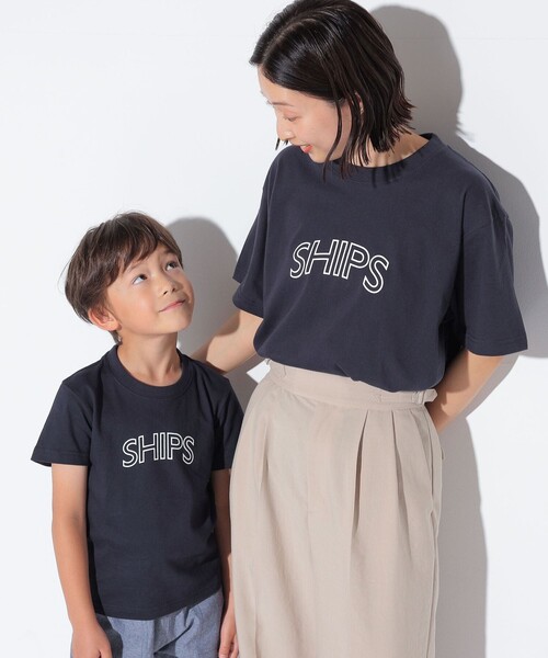 SHIPS（シップス）の「【WEB限定】SHIPS KIDS:100～160cm / 〈家族おそろい〉SHIPS ラウンド プリント ロゴ  Tシャツ（Tシャツ/カットソー・キッズ・ネイビー/ライトホワイト/ピンク/ブラック・100/110/120/130/140/150/160）」の3枚目の写真