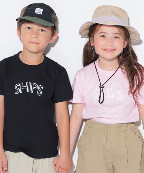 SHIPS（シップス）の「【WEB限定】SHIPS KIDS:100～160cm / 〈家族おそろい〉SHIPS ラウンド プリント ロゴ  Tシャツ（Tシャツ/カットソー・キッズ・ネイビー/ライトホワイト/ピンク/ブラック・100/110/120/130/140/150/160）」の4枚目の写真