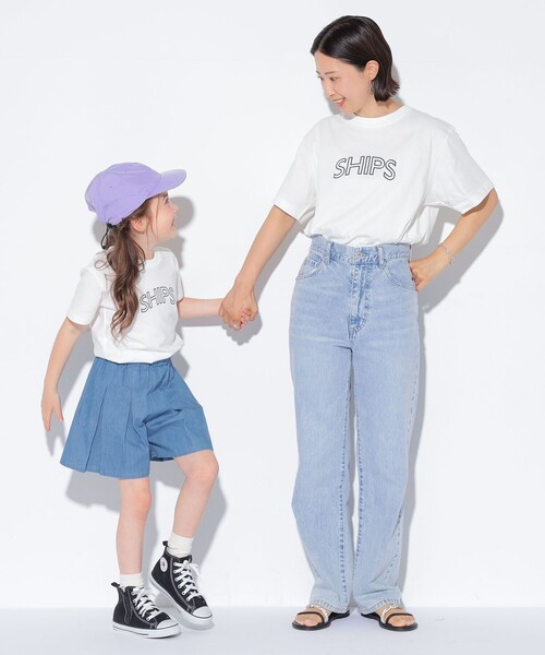 SHIPS（シップス）の「【WEB限定】SHIPS KIDS:100～160cm / 〈家族おそろい〉SHIPS ラウンド プリント ロゴ  Tシャツ（Tシャツ/カットソー・キッズ・ネイビー/ライトホワイト/ピンク/ブラック・100/110/120/130/140/150/160）」の9枚目の写真