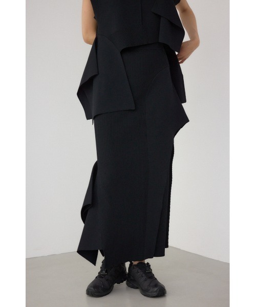 PLUS（プラス）の「【PLUS】イレギュラーヘムドレープニットスカート（スカート・レディース・グレー系その他/ブラック/ブラック系その他・FREE）」の2枚目の写真