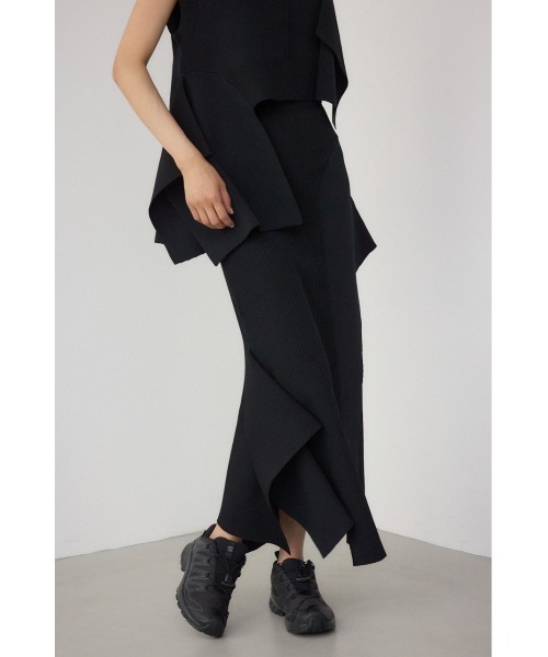 PLUS（プラス）の「【PLUS】イレギュラーヘムドレープニットスカート（スカート・レディース・グレー系その他/ブラック/ブラック系その他・FREE）」の4枚目の写真