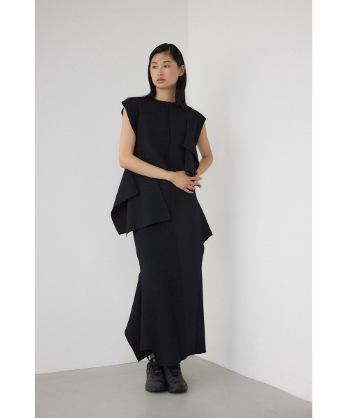 PLUS（プラス）の「【PLUS】イレギュラーヘムドレープニットスカート（スカート・レディース・グレー系その他/ブラック/ブラック系その他・FREE）」の5枚目の写真