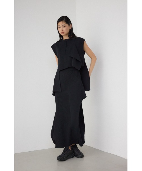 PLUS（プラス）の「【PLUS】イレギュラーヘムドレープニットスカート（スカート・レディース・グレー系その他/ブラック/ブラック系その他・FREE）」の6枚目の写真