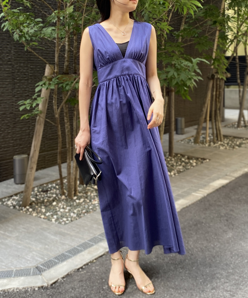 Rouge vif Anna(ルージュヴィフアンナ)の「麻混3WAYウエストリボンワンピース(ワンピース・レディース・ブルー/ブラック・フリー)」の5枚目の写真