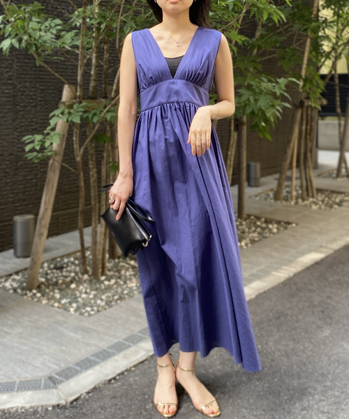 Rouge vif Anna(ルージュヴィフアンナ)の「麻混3WAYウエストリボンワンピース(ワンピース・レディース・ブルー/ブラック・フリー)」の3枚目の写真