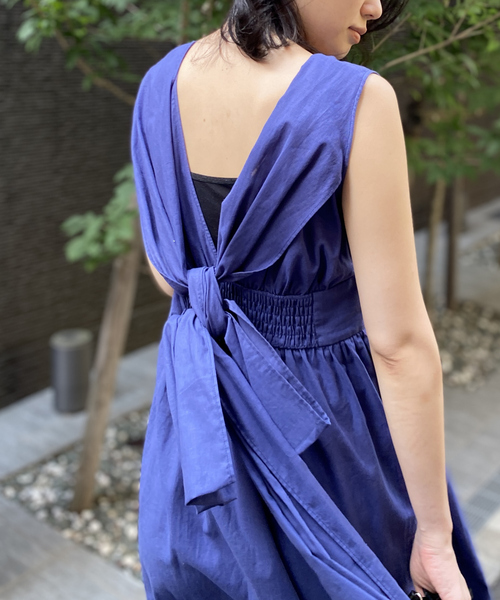 Rouge vif Anna(ルージュヴィフアンナ)の「麻混3WAYウエストリボンワンピース(ワンピース・レディース・ブルー/ブラック・フリー)」の22枚目の写真