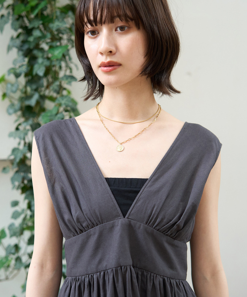 Rouge vif Anna(ルージュヴィフアンナ)の「麻混3WAYウエストリボンワンピース(ワンピース・レディース・ブルー/ブラック・フリー)」の14枚目の写真