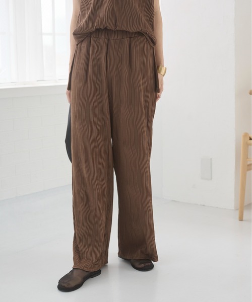 ANGIE(アンジー)の「【セットアップ対応】ウェーブデザイン ワイドパンツ / オフィスカジュアル / 通勤 / 夏服(その他パンツ・レディース・ブラック/ブラウン・FREE)」の14枚目の写真