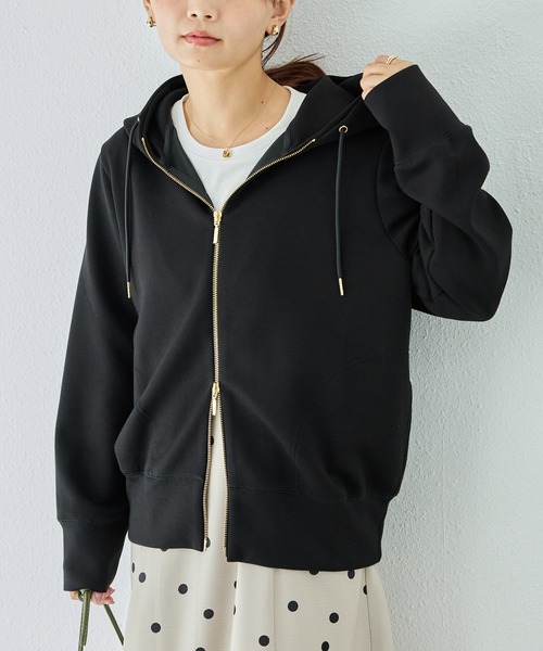 LAVEANGE(ラビアンジェ)の「ダブルジップライトポンチパーカー(パーカー・レディース・モカ/ブラック・M/5L/4L/3L/LL)」の1枚目の写真