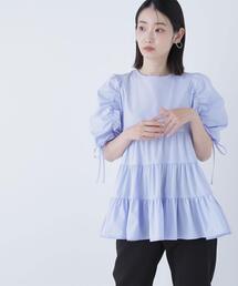 ◇ギャザースリーブティアードチュニックブラウス