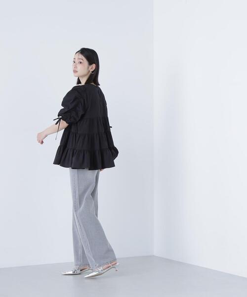 NATURAL BEAUTY BASIC(ナチュラルビューティーベーシック)の「◇ギャザースリーブティアードチュニックブラウス(シャツ/ブラウス・レディース・ブラック/ブルー/イエロー・SMALL/MEDIUM)」の15枚目の写真