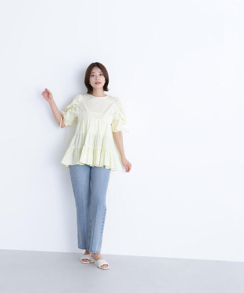 セール】◇ギャザースリーブティアードチュニックブラウス