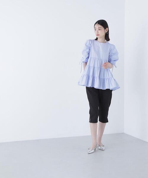 NATURAL BEAUTY BASIC(ナチュラルビューティーベーシック)の「◇ギャザースリーブティアードチュニックブラウス(シャツ/ブラウス・レディース・ブラック/ブルー/イエロー・SMALL/MEDIUM)」の21枚目の写真