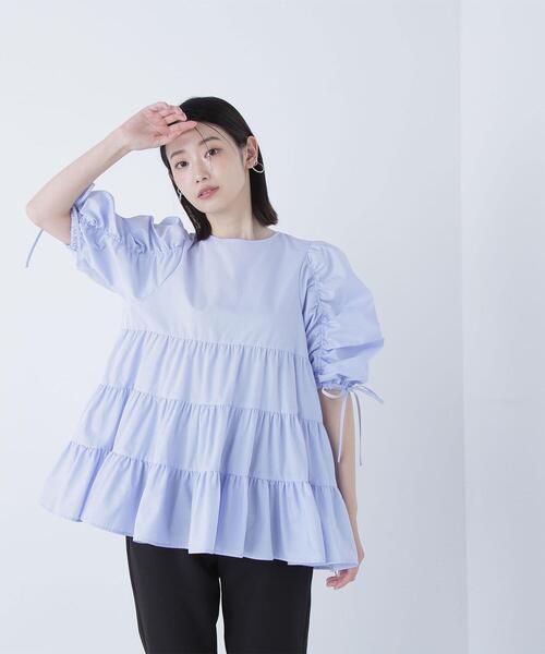 NATURAL BEAUTY BASIC(ナチュラルビューティーベーシック)の「◇ギャザースリーブティアードチュニックブラウス(シャツ/ブラウス・レディース・ブラック/ブルー/イエロー・SMALL/MEDIUM)」の22枚目の写真