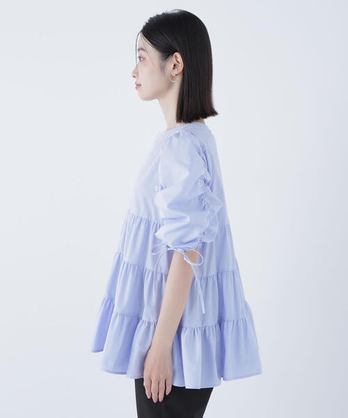 セール】◇ギャザースリーブティアードチュニックブラウス