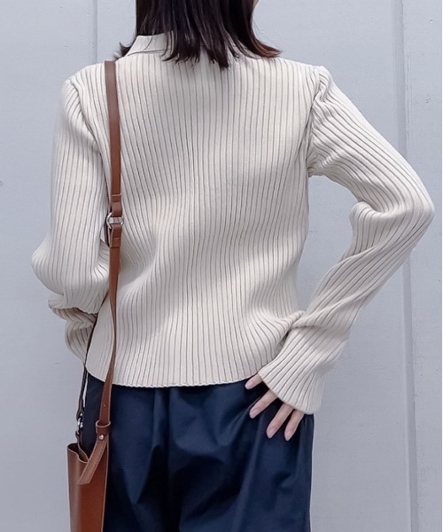 &soiree(アンドソワレ)の「【&soiree】Wジップ襟付き長袖リブニットトップス(ニット/セーター・レディース・ブラック/アイボリー/ブルー・FREE)」の20枚目の写真