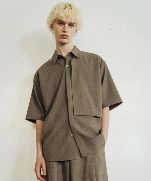 HARE（ハレ）の「YURAGIボタンメランジシャツ(HARE)（シャツ/ブラウス・メンズ・ブラック/ブラウン/ブルー・FREE）」の2枚目の写真