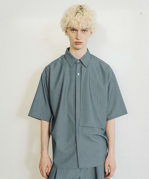 HARE（ハレ）の「YURAGIボタンメランジシャツ(HARE)（シャツ/ブラウス・メンズ・ブラック/ブラウン/ブルー・FREE）」の3枚目の写真